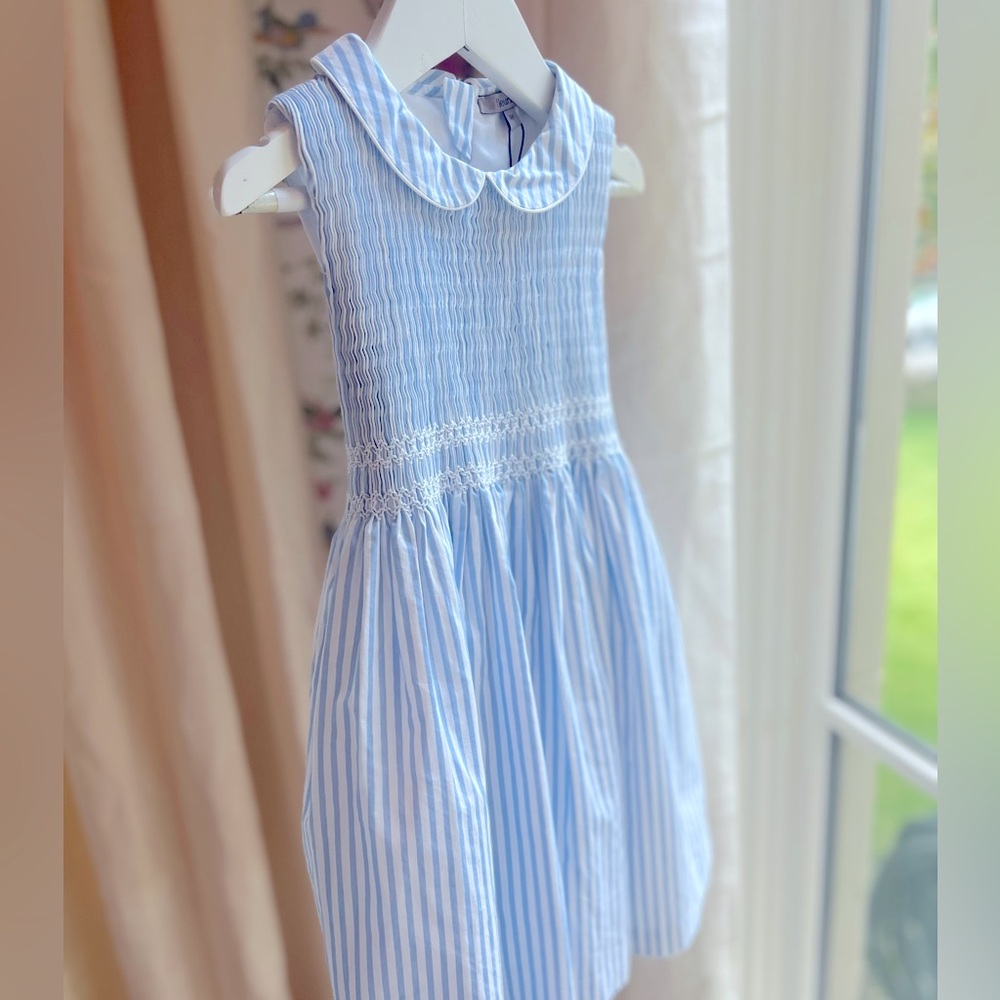 NWT Fleurisse Valentine Italian classic French Blue Stripe Dress, Size 5Y